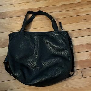 Rough & Tumble Black Leather Tote / Backpack / Laptop Bag